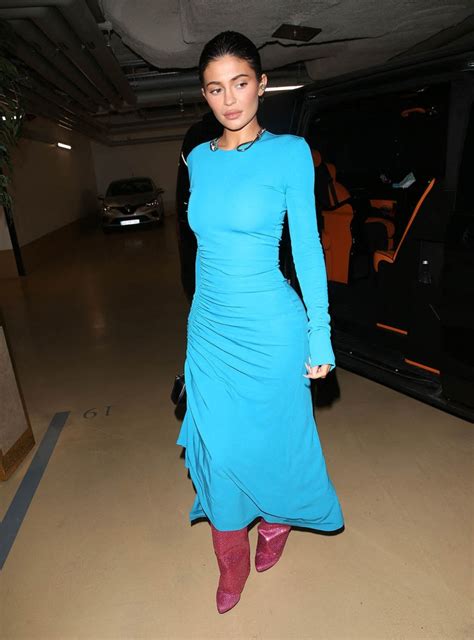 Kylie Jenner Sparkles in Glittery Boots & Electric Blue 